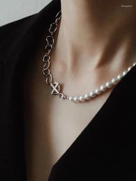 Pendant Necklaces Pearl Necklace Female Circle Cross Chain Splicing Clavicle