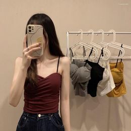 Camisoles & Tanks Korean Women Sexy Solid Colour Lingerie Back Bottom Camisole Tank Top Fashion Cross Small Tops Ladies