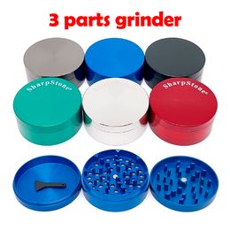 3 Parts Sharpstone 40mm 50mm 55mm 63mm Grinder Zinc Alloy Herb Grinders Smoe Accessory cnc teeth filter net dry herb vaporizer pen 6 colors