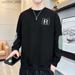 Fall 2023 New Casual Trend Loose Round Neck Fashion Embroidery Print Long Sleeve Sweater Mens Clothing Q230830