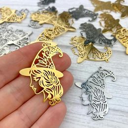 Charms 5pcs/lot 316 Stainless Steel Witch Charm Pendant Wholesale Jewelry Bracelet Making Never Fade Finding Supplies Top Quality