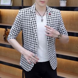 Mens Suits Blazers summer men lattice fashion suit top trend leisure Fashion Slim Fit jacket coat 230829