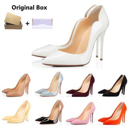 Designer high heels dress shoes sneakers womens luxury Glitter Genuine Leather Sexy Pointed Toe solid black white 8cm 10cm 12cm party Lady wedding shoe With Box