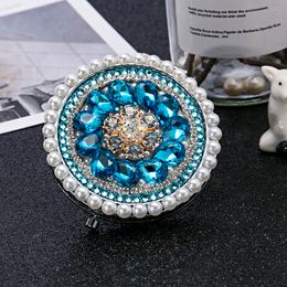 Compact Mirrors Small Folding Magnifying Hand Mirror Makeup Party Favours Year Gifts Mini Pocket Cosmetic Makeup Mirror Bling Crystal Flowers 230829