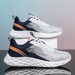 Women's Men's Breathable Running Shoes Comfortable Casual Sneakers Youth Soft Sole Fashion Outdoor Sports Trainers Grey Orange Size 35-44