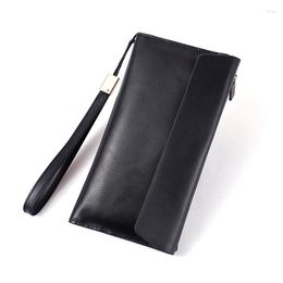 Wallets XZAN Classical Genuine Leather Vintage Style Men Women Wallet Fashion Brand Purse Card Holder Long Clutch Cowskin