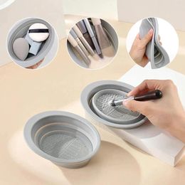Storage Boxes Makeup Brush Cleaner Bowl Multipurpose Puff Cleaning Box For Eyeshadow