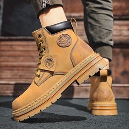 Boots Stylish Men's Ankle Boots Casual Leather Boots Men Outdoor Luxury Motorcycle Boots Men Work Safety Shoes 230830