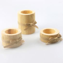 Candle Holders 3Pcs Pine Wood Tealight Creative Candlestick Mini Succulent Pots Tea Decoration Assorted