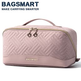 Cosmetic Bags Cases BAGSMART Women's Cosmetic Bag Large Capacity Storage Waterproof Makeup Bags Wide-open Cosmetic Pouch travel essentials 230830