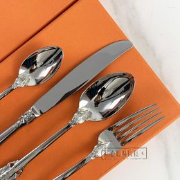 Dinnerware Sets European Style Vintage Stainless Steel Knife Fork And Spoon Set Western Restaurant El Steak Tableware