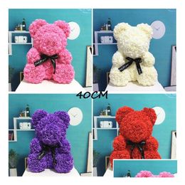 Other Event Party Supplies 40Cm Rose Bear Wedding Decoration Valentines Day Gift Cute Cartoon Super Girlfriend Kid Love Dolls Pres Ot3Vh