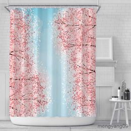 Shower Curtains Waterproof Shower Curtain Cherry Blossom Print Shower Curtain 3D Bath Screen Bathroom Decoration With Bathroom Decoration R230831
