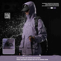 Outdoor Mountain hooded stormtrooper Multi pocket Windproof Couple Mountaineering Coat jackets for Men