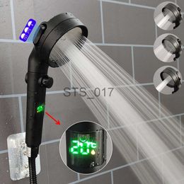 Bathroom Shower Heads Temperature Digital Display Pressurised Showerhead Black 3 Modes High Pressure Water Saving Rainfall Philtre Bathroom Shower Head x0830