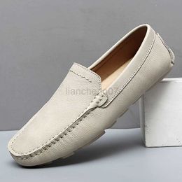 Dress Shoes Genuine Leather Men Casual Shoes Luxury Brand Summer Mens Loafers Moccasins Man Breathable Slip on Driving Shoes Plus Size 39-47