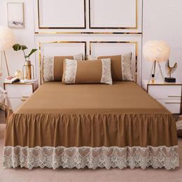Bed Skirt Solid Ruffled Mattress Protector Lace Non-slip Cover Bedspread Home Bedsheet Decor