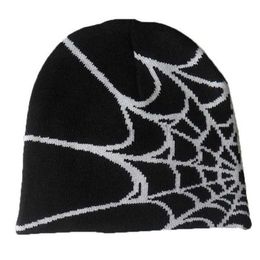 Ball Caps Y2k Gothic Spider Web Jacquard Knitted Hat for Men and Women Hip Hop Warm Wool Hat Cold Hat