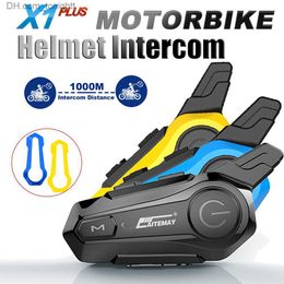 Motorcycle Helmet Intercom Bluetooth Headset 1000M For 2 Riders intercomunicador Waterproof Noice Reduction Wireless Interphone Q230830