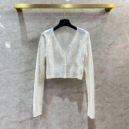 Women's Jackets Exquisite Heavy Industry Full Sky Star Bead Short Coat Sequin Thin V-Neck Knitted Cardigan