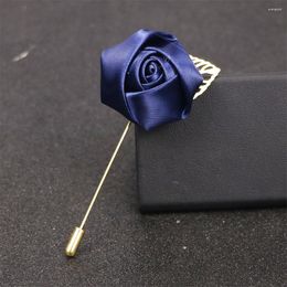 Brooches Bridegroom Wedding Men Brooch Pin Burgundy Canvas Fabric Ribbon Rose Flower Groom Tie Pins Men's Suit Accessories