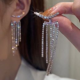 Luxury Women's Dangle Earrings Rhinestone Fringe Hanging Zircon Earrings New Shiny Wedding Statement Party Jewelry Gifts Wholesale YME054