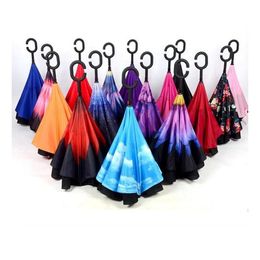 Umbrellas C Handle Inverted 46 Colours Non Matic Protection Sunny Umbrella Paraguas Rain Reverse Special Design Drop Delivery Home Ga Ot3Lg