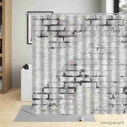 Shower Curtains Stone Brick Wall Bathroom Shower Curtain Fabric Waterproof Garden Background Screens Decor Scree With Bath Curtains R230830