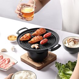 BBQ Grills Mini Grill Alcohol Stove Smokeless Outdoor Plate Roasting Meat Tools Charcoal 230829