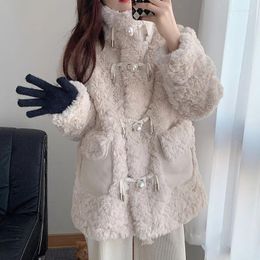 Women's Fur Lamb Plush Cotton Coat Women Autumn Winter 2023 Fashion Loose Fitting Imitation Long Thick Womens