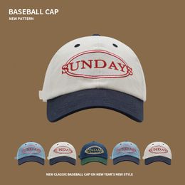 Ball Caps Fashion Stitching Denim Baseball Cap European and American Spring Autumn Cover Face Letters Embroidered Peaked Women 230830