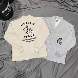 Erkek Hoodies Sweatshirts İyi kaliteli insan yapımı hırka tavşan moda sweatshirtler erkek 1 1 insan yapımı v boyun örgü kadınlar mürettebat ceket erkek giyim