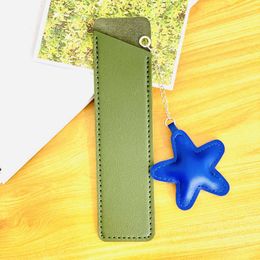 Pen Storage Bag Bookmark Star Pendant PU Book Mark Stationery School Office Supply