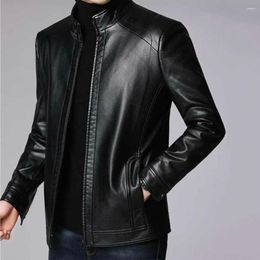 Men's Jackets Men Faux Leather Jacket Zip Up Coat Stylish Protective Motorcycle For Cool Autumn Winter Thick