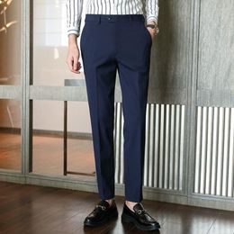 Men's Suits Plus Size 42 40 38 High Quality Solid Color Slim Suit Pants Men Business Office Social Trousers Formal Wedding Casual Pant