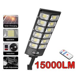 New 15000LM 8000W 504LED Solar Street Light Double Row Streets Lamps Solar Garden Lights Induction Wall Lamp Outdoor Lighting LL