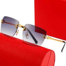 Designer Sunglasses Woman Fashion Eyeglasses Man Glasses Rectangle Business Men Brand Design Summer Shades Coloured Lenses Rimless Frameless Sun Glasses
