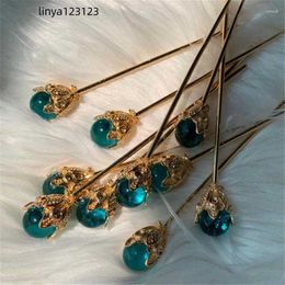 Hair Clips 1Pcs Blue Claw Direct Pearl Plate Hairpin Red White Bridal Headdress Sticks Jewelry Ornaments Chinese Ancient Style