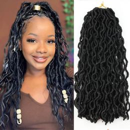 Soft Dreadlocks Gypsy Locs Crochet Hair Synthetic Hair Ombre Brown Blonde 18 Inch Curly Faux Locs Braids Hair for Black Women