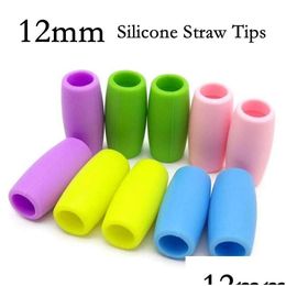 Drinking Straws Sts 12Mm Mti-Colors Food Grade Sile St Tips Er Soft Reusable Metal Stainless Steel Nozzles Only Fit For 1/2 Drop Deliv Dhtcc