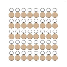 Hooks 40Pcs Blank Round Wooden Key Chain Diy Wood Keychains Tags Can Engrave Gifts