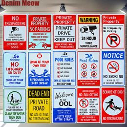 Warning No Parking Metal Poster 24 Hour Video Surveillance Warning Sign Private Property No Trespassing Outdoor Indoor Wall Decor Plaque Tin Sign Size 30X20CM w01