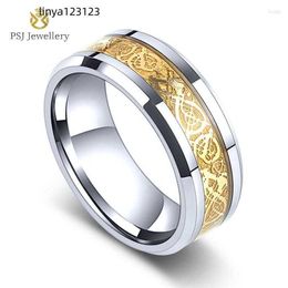 Wedding Rings PSJ Jewelry Vintage High Polished 8MM Gold Plated Dragon Tungsten Carbide Finger For Men