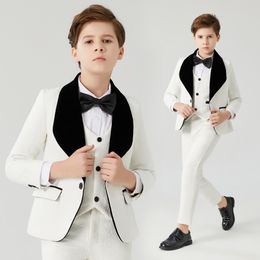 Suits Boy Formal Suit for Costume Boys white jacquard suit Flower Boys Kids Wedding Tuxedo 230829