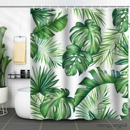 Shower Curtains Waterproof Shower Curtain 3D Digital Printing Tropical Plant Leaves Mildew Proof Bath Curtain for Bathroom with R230830