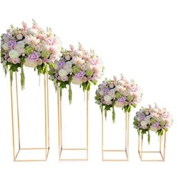 Other Event Party Supplies 10Pcs 32 Floor Vases Gold Flower Vase Column Stand Metal Road Lead Wedding Centrepieces Rack Christmas Otqkw