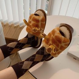 Slippers Creative Giraffe Plush Soft Sole Comfortable Women Home Indoor Lightweight Warm Shoes Student Dormitory Casual