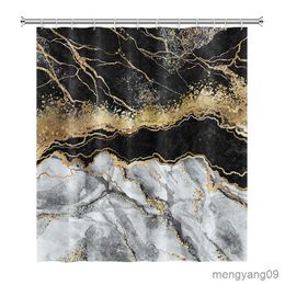 Shower Curtains Morden Art Shower Curtain Abstract Marble Ink Texture Waterproof Colourful Bath Curtains Home Bathroom Decor Curtain With R230830