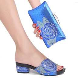 Slippers African Wedding Italian Shoe And Bag Sets Ladies With Matching Bags Set Decorated Rhinestone Party Shoes 2023