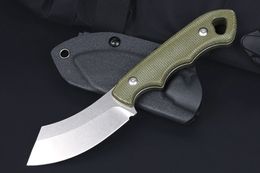 MA7643 Outdoor Survival Straight Knife 14C28N Stone Wash Tanto Blade Full Tang Green Micarta Handle Fixed Blade Knives with Kydex